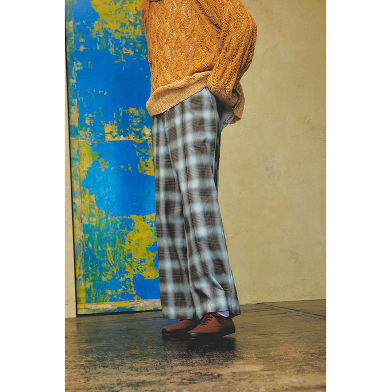 PLEATS CREASE WIDE CHECK PANTS -2.COLOR-