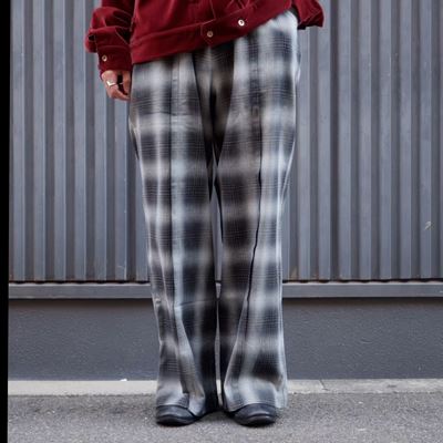 PLEATS CREASE WIDE CHECK PANTS -2.COLOR-