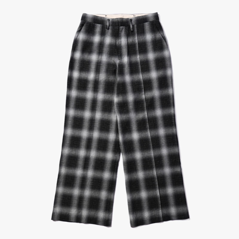 PLEATS CREASE WIDE CHECK PANTS -2.COLOR-(BLACK)