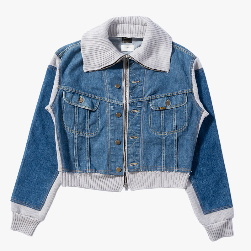 KNIT DOCKING DENIM JACKET -A-