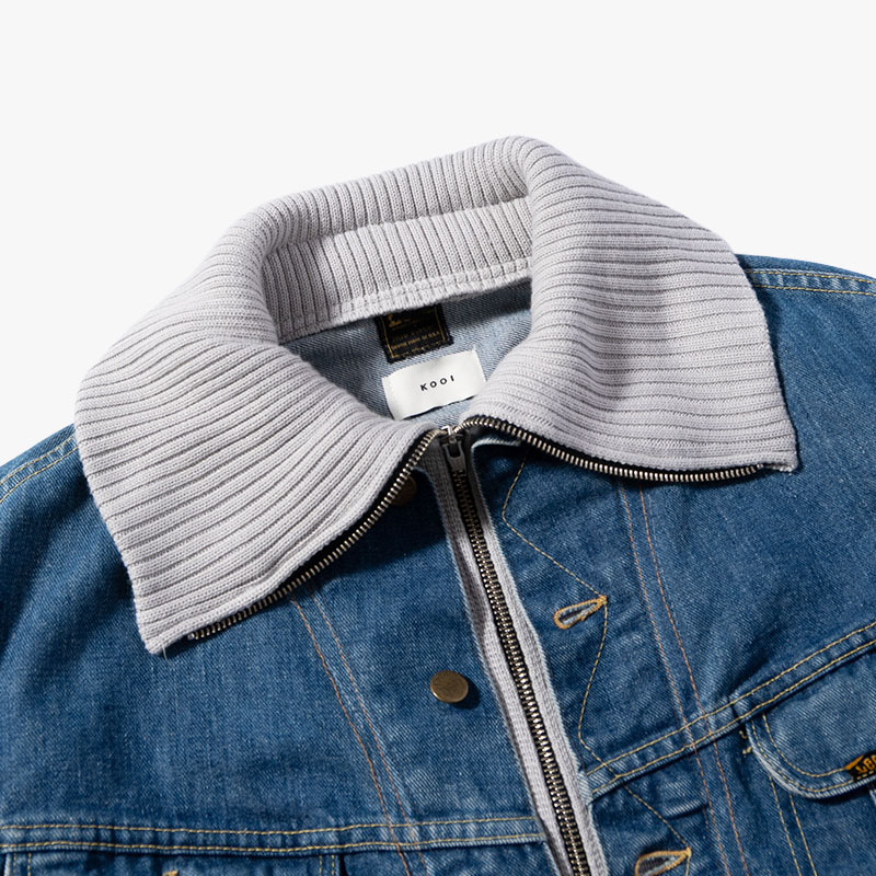 KNIT DOCKING DENIM JACKET -A-