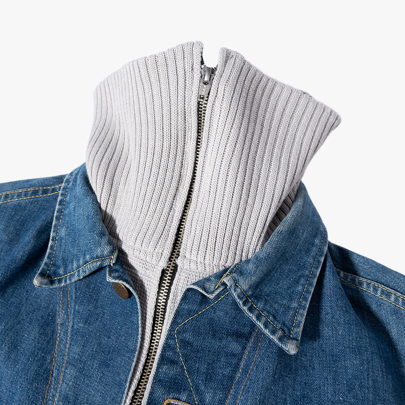 KNIT DOCKING DENIM JACKET -A-