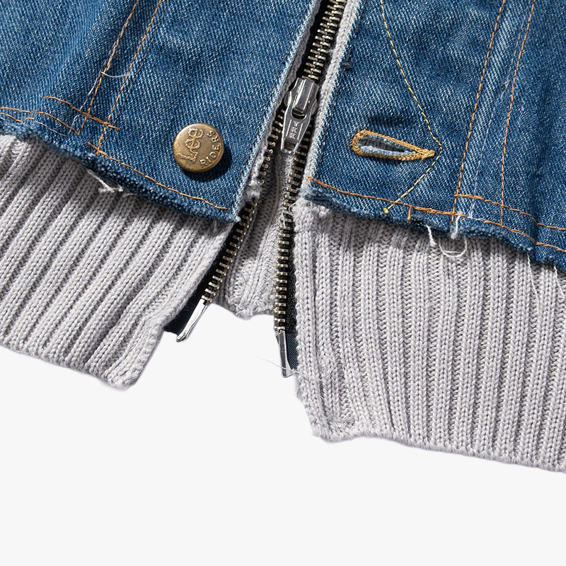 KNIT DOCKING DENIM JACKET -A-