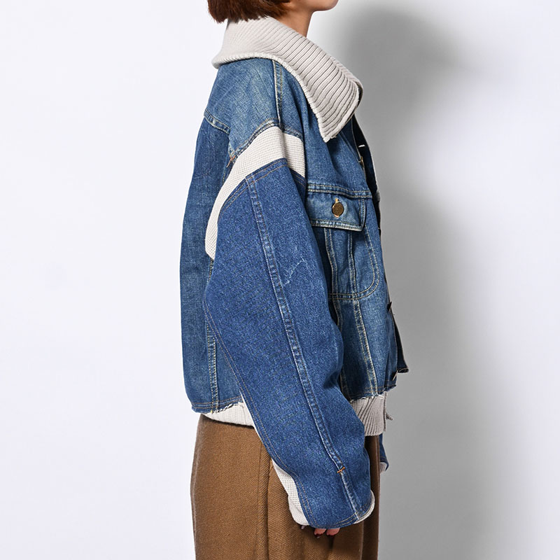 KNIT DOCKING DENIM JACKET -A-