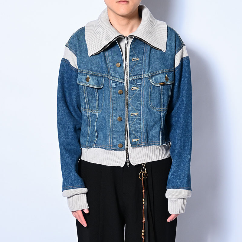 KNIT DOCKING DENIM JACKET -A-