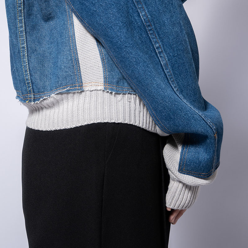 KNIT DOCKING DENIM JACKET -A-