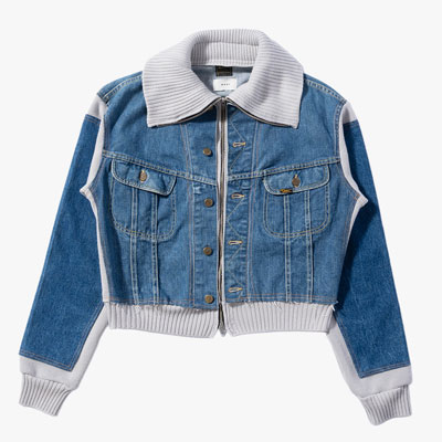 KNIT DOCKING DENIM JACKET -A-