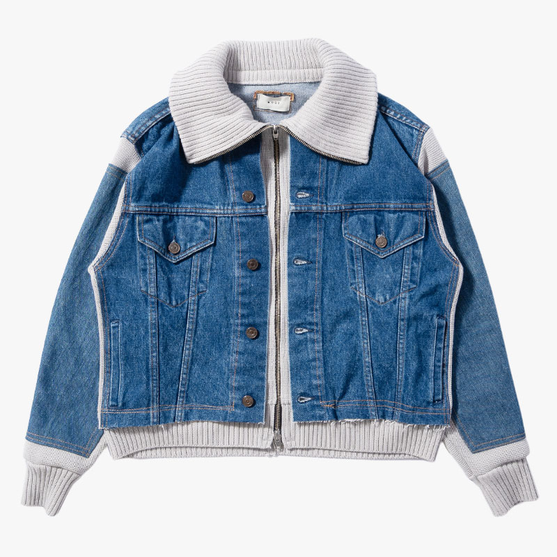 KNIT DOCKING DENIM JACKET -B-