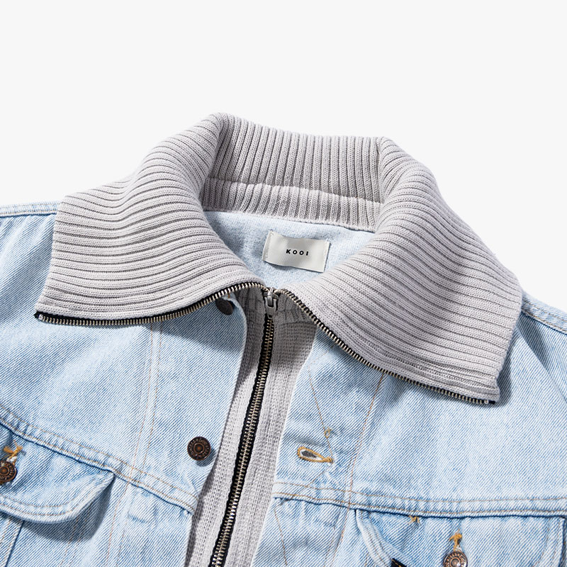 KNIT DOCKING DENIM JACKET -D-