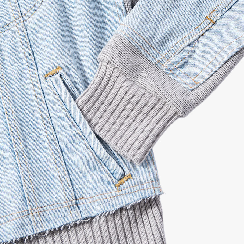 KNIT DOCKING DENIM JACKET -D-