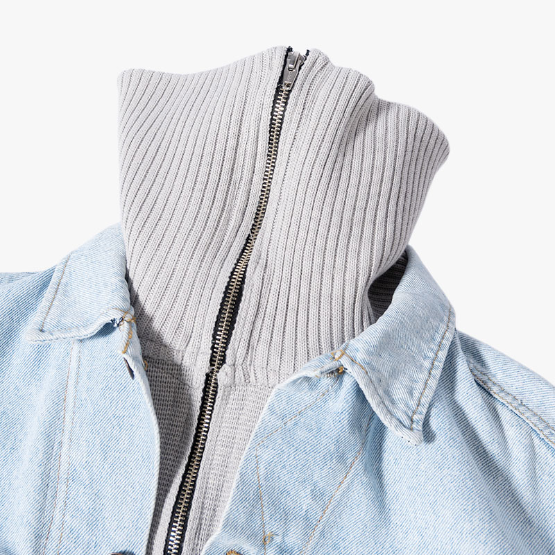 KNIT DOCKING DENIM JACKET -D-