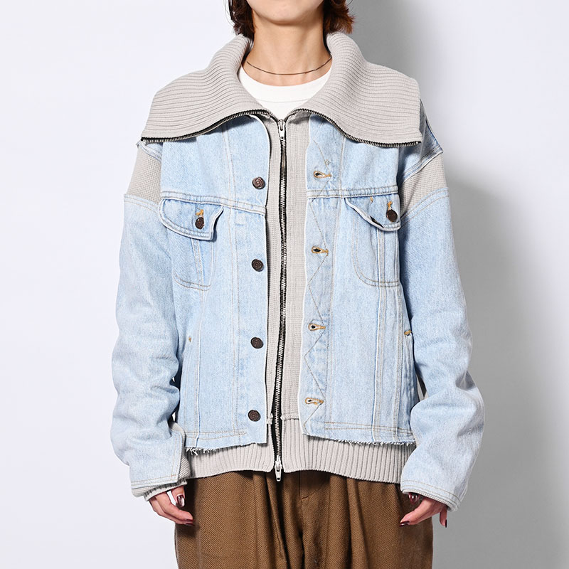 KNIT DOCKING DENIM JACKET -D-