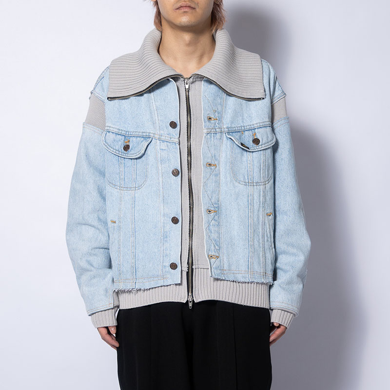 KNIT DOCKING DENIM JACKET -D-