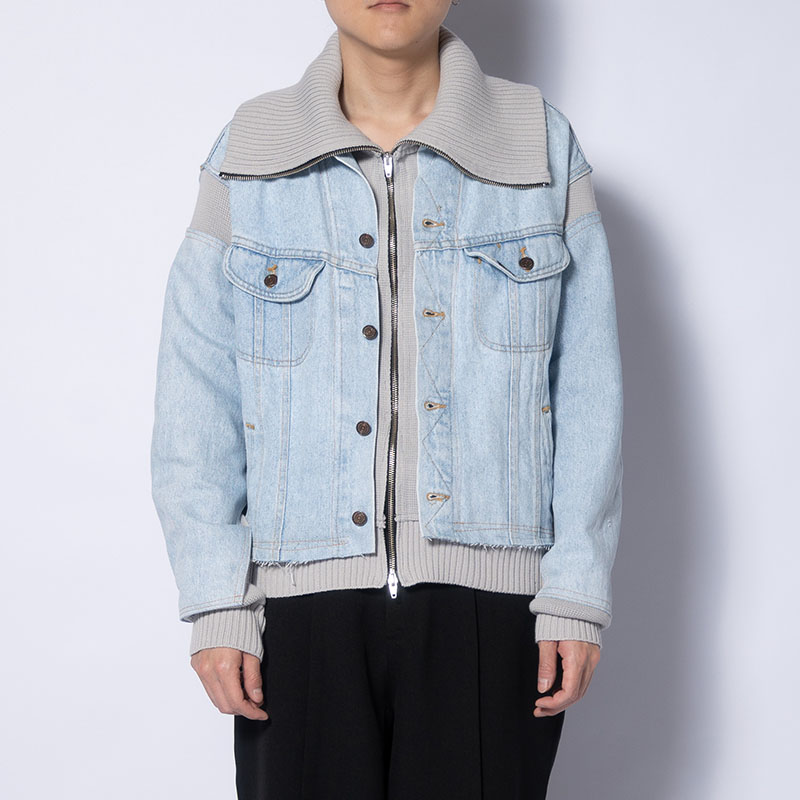 KNIT DOCKING DENIM JACKET -D-