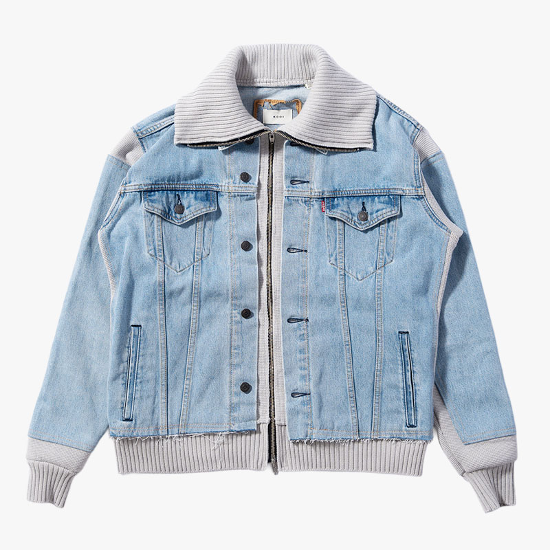 KNIT DOCKING DENIM JACKET -E-