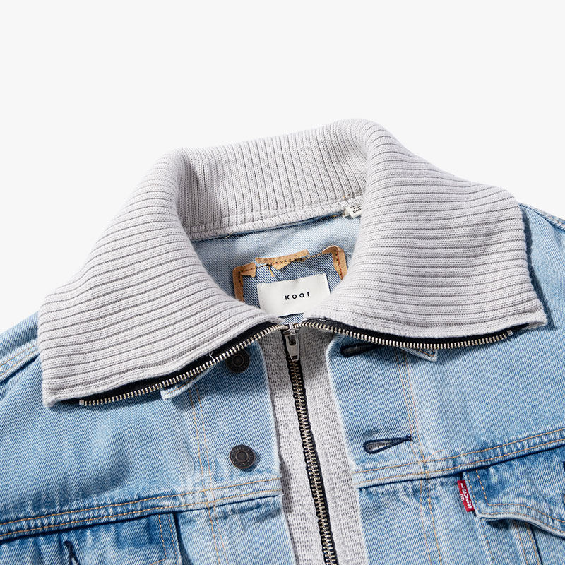 KNIT DOCKING DENIM JACKET -E-