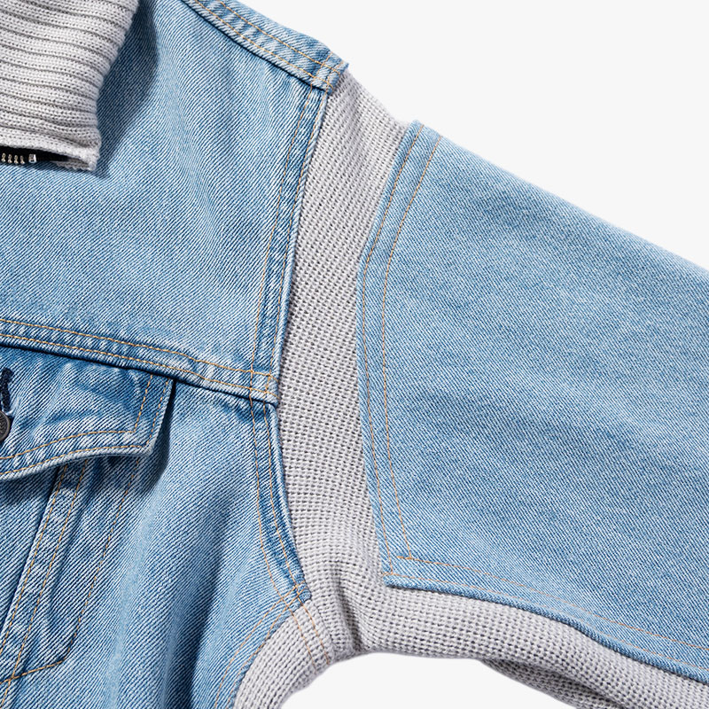 KNIT DOCKING DENIM JACKET -E-