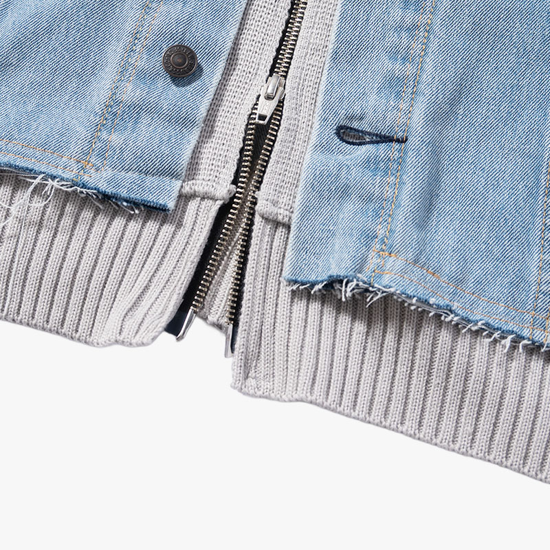 KNIT DOCKING DENIM JACKET -E-