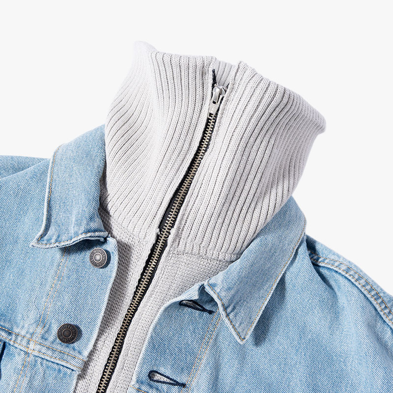 KNIT DOCKING DENIM JACKET -E-
