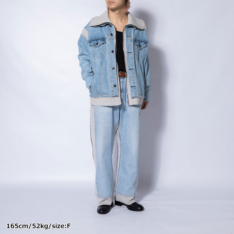 KNIT DOCKING DENIM JACKET -E-