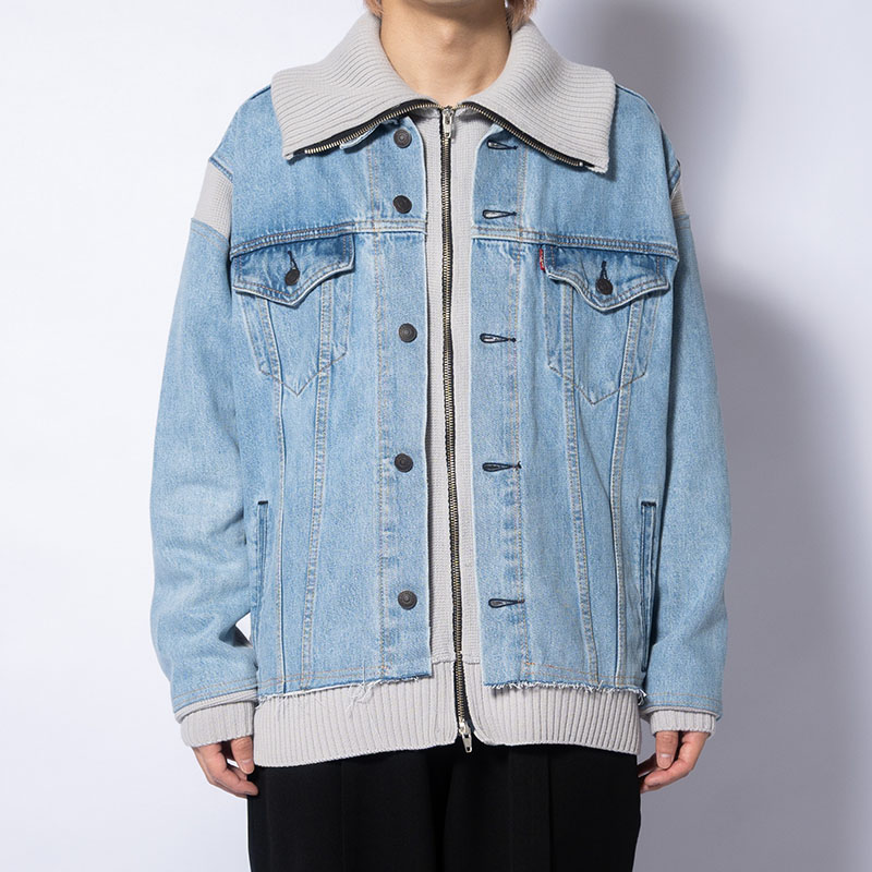 KNIT DOCKING DENIM JACKET -E-