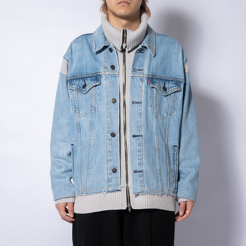 KNIT DOCKING DENIM JACKET -E-