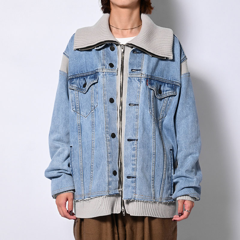 KNIT DOCKING DENIM JACKET -E-
