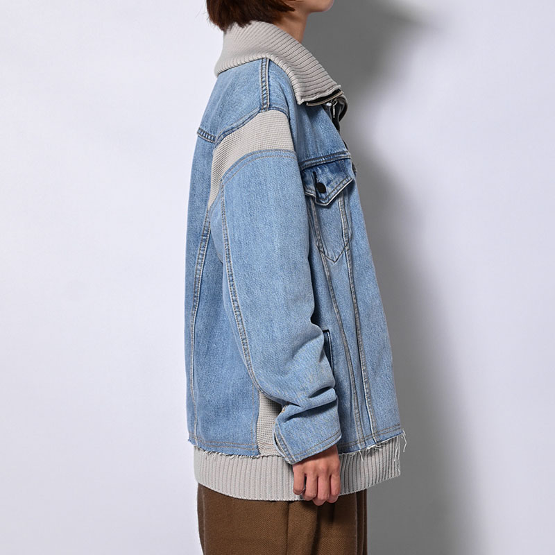 KNIT DOCKING DENIM JACKET -E-