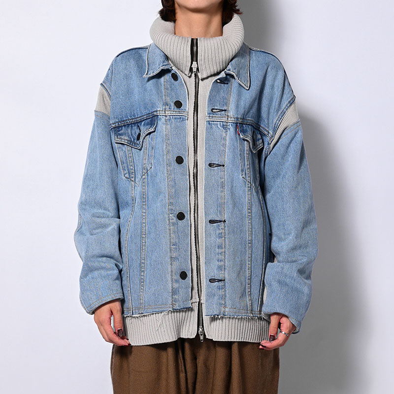 KNIT DOCKING DENIM JACKET -E-