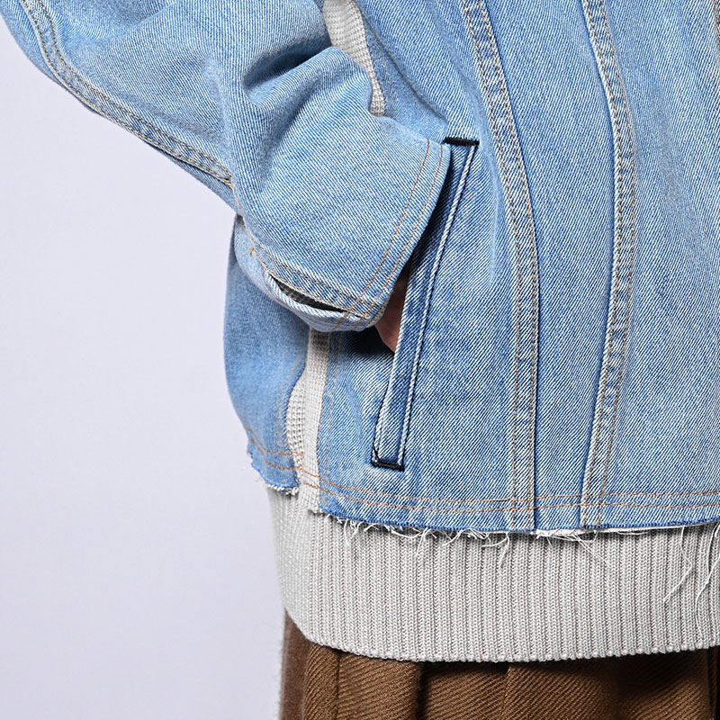 KNIT DOCKING DENIM JACKET -E-