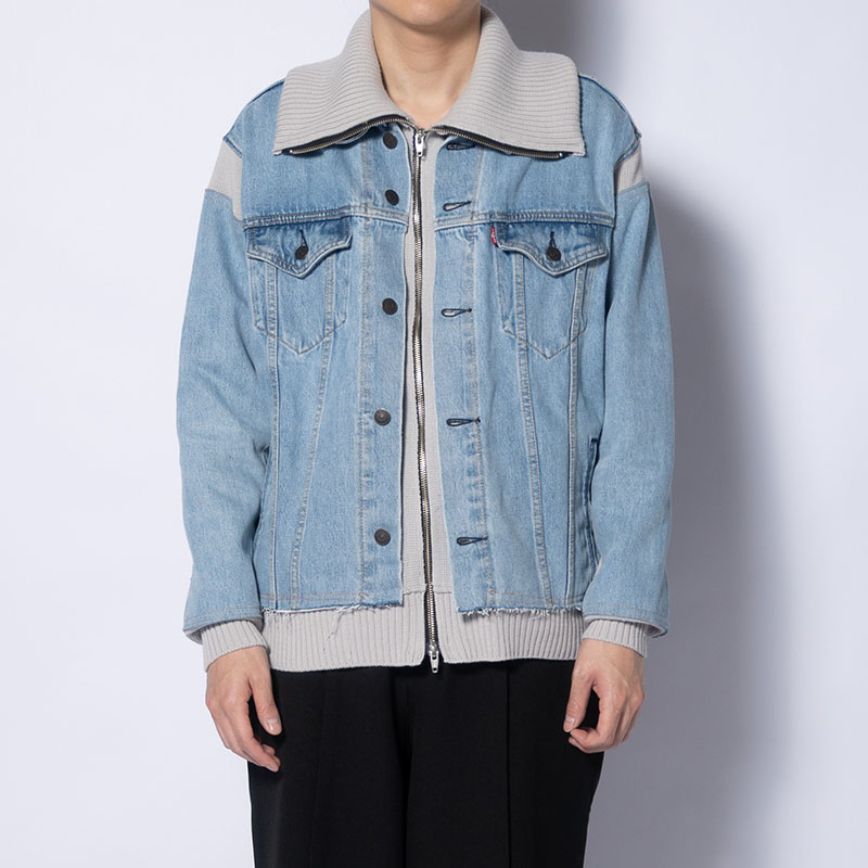 KNIT DOCKING DENIM JACKET -E-