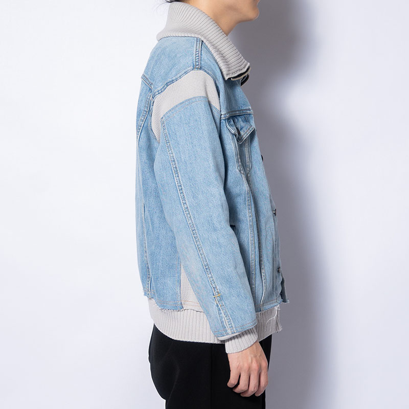 KNIT DOCKING DENIM JACKET -E-