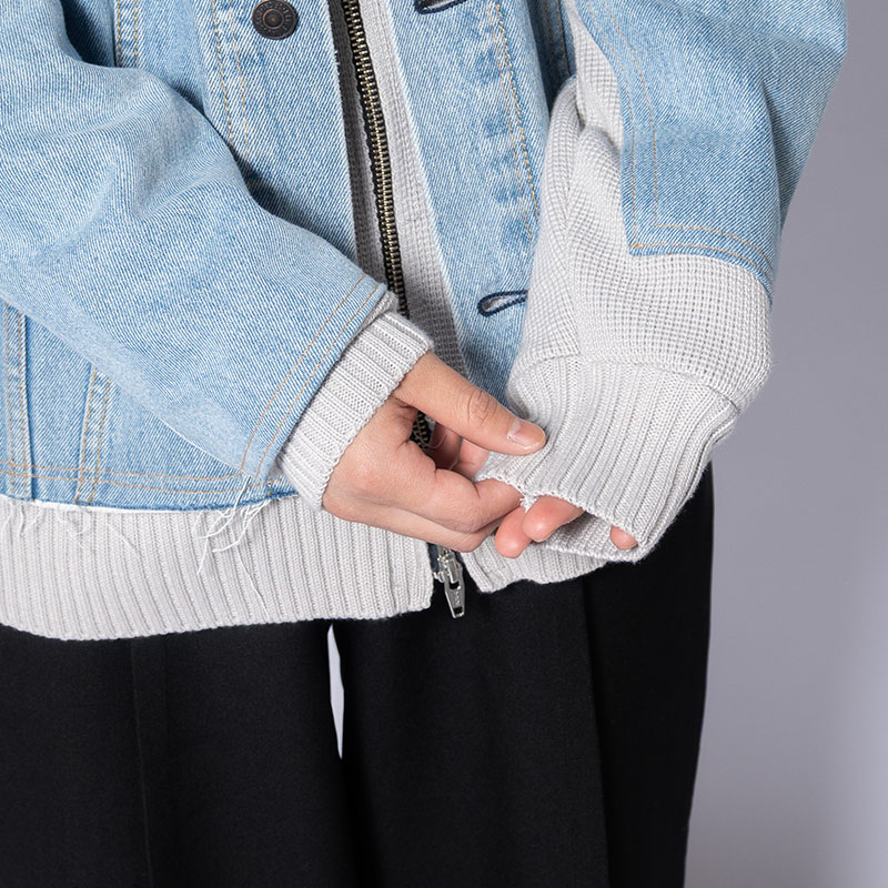 KNIT DOCKING DENIM JACKET -E-