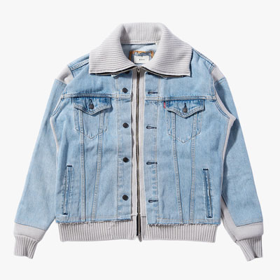 KNIT DOCKING DENIM JACKET -E-