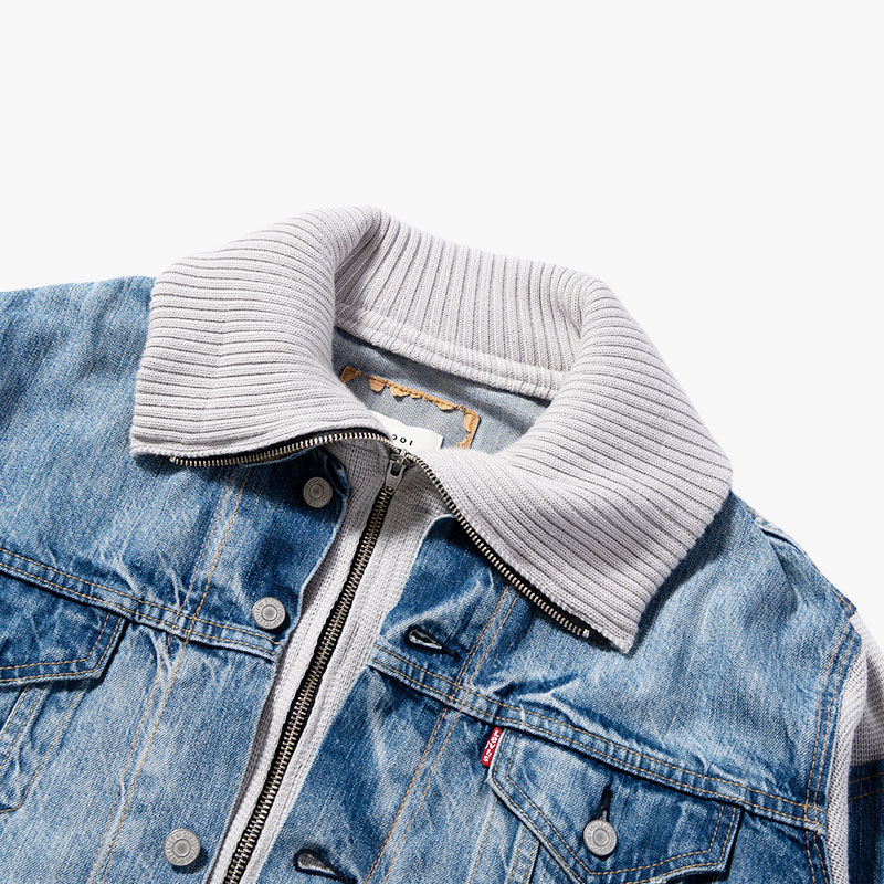 KNIT DOCKING DENIM JACKET -F-