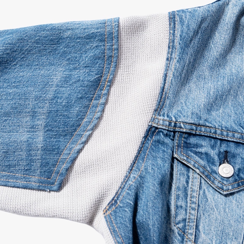 KNIT DOCKING DENIM JACKET -F-