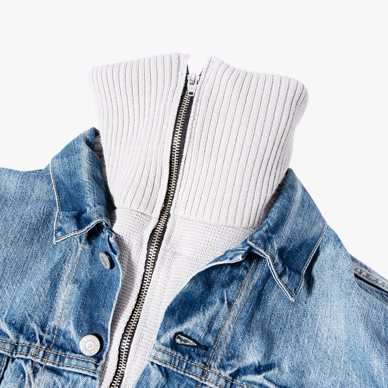 KNIT DOCKING DENIM JACKET -F-