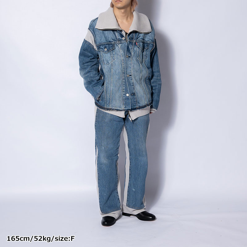 KNIT DOCKING DENIM JACKET -F-