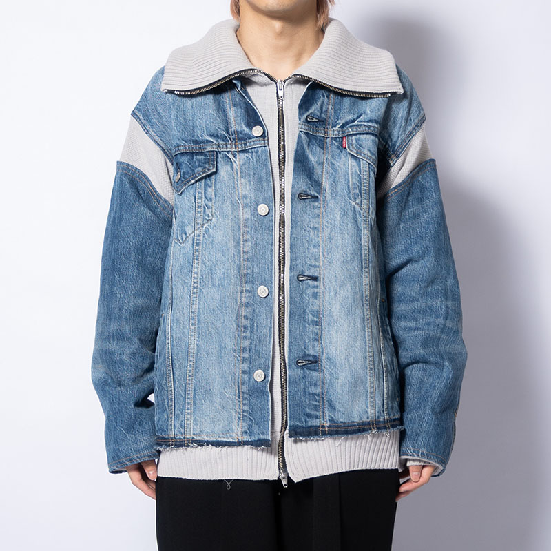 KNIT DOCKING DENIM JACKET -F-