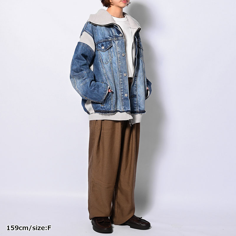 KNIT DOCKING DENIM JACKET -F-