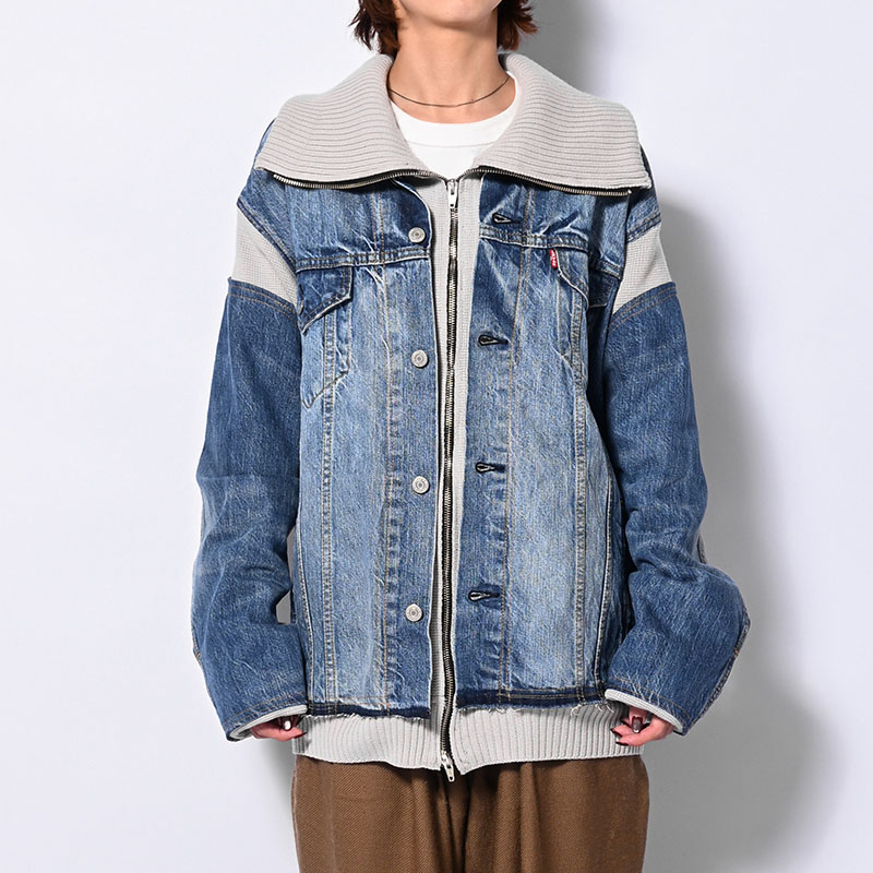 KNIT DOCKING DENIM JACKET -F-