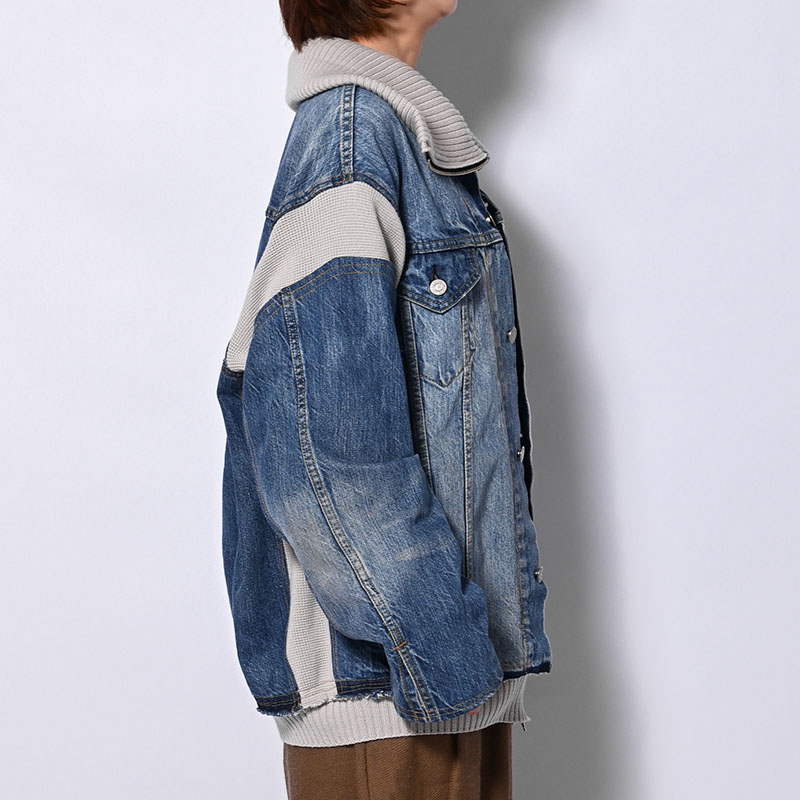 KNIT DOCKING DENIM JACKET -F-