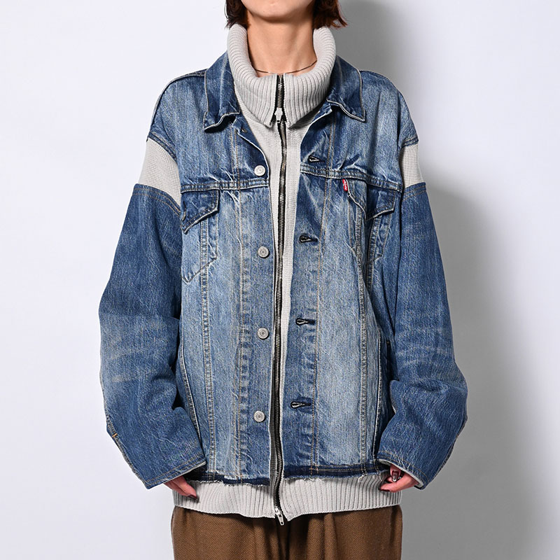 KNIT DOCKING DENIM JACKET -F-