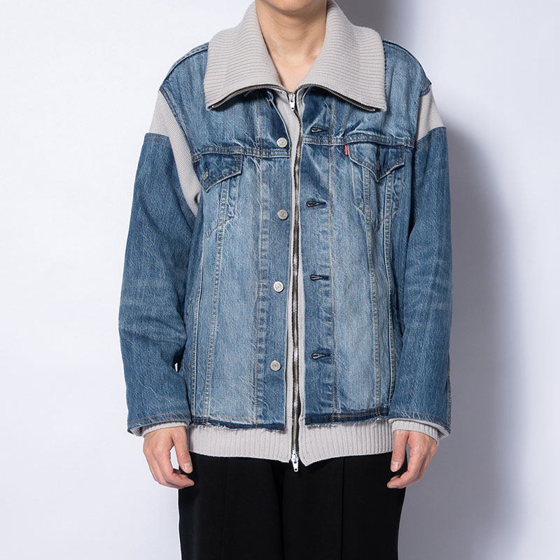 KNIT DOCKING DENIM JACKET -F-