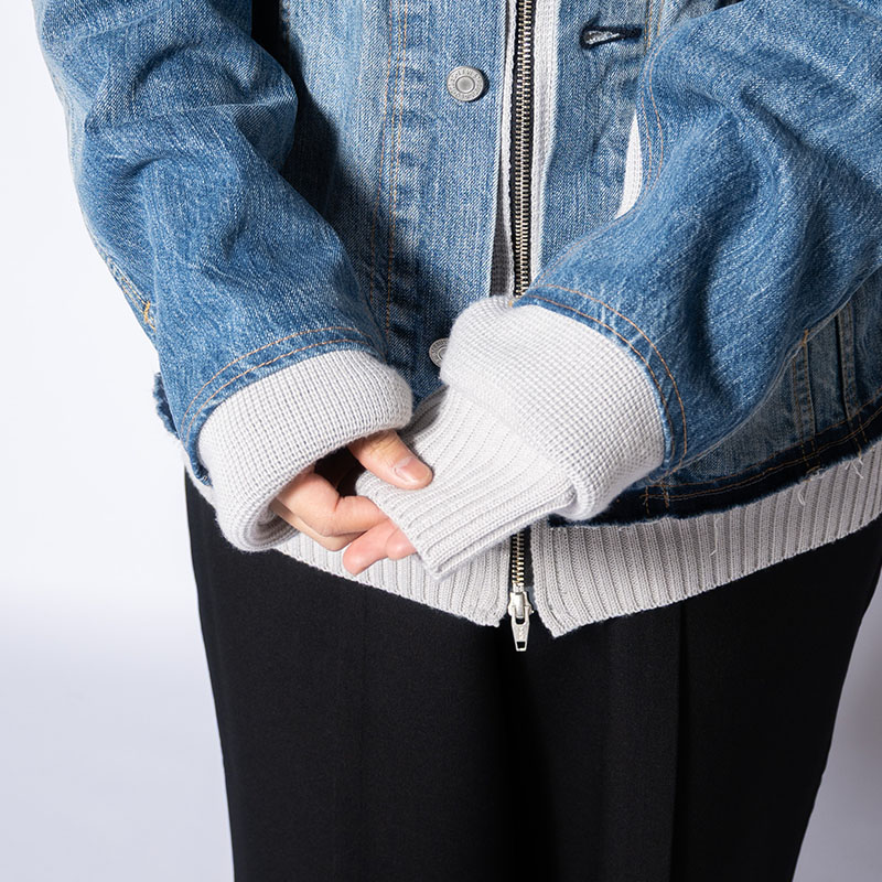 KNIT DOCKING DENIM JACKET -F-