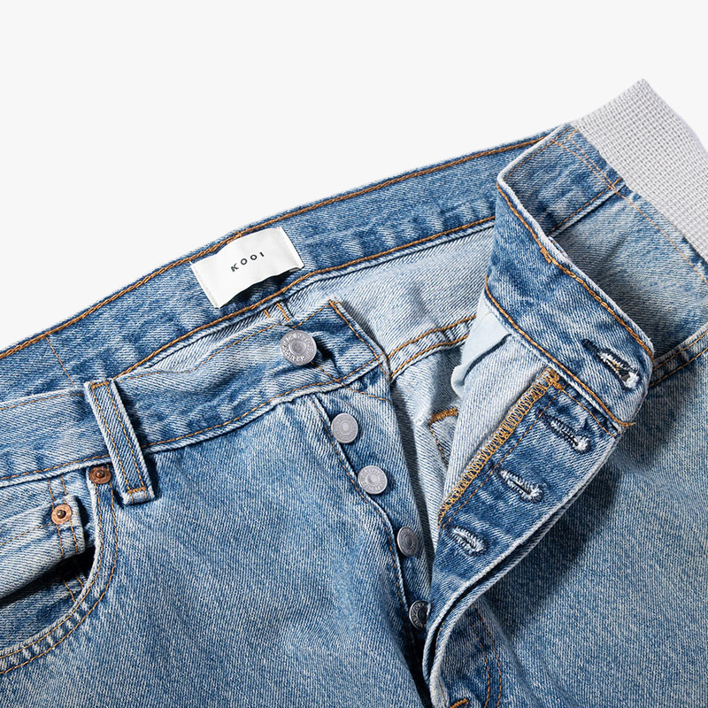 KNIT DOCKING DENIM PANTS -A-