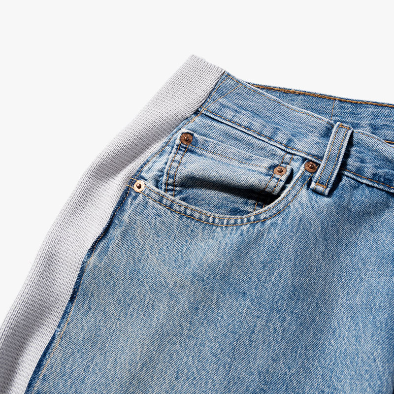 KNIT DOCKING DENIM PANTS -A-