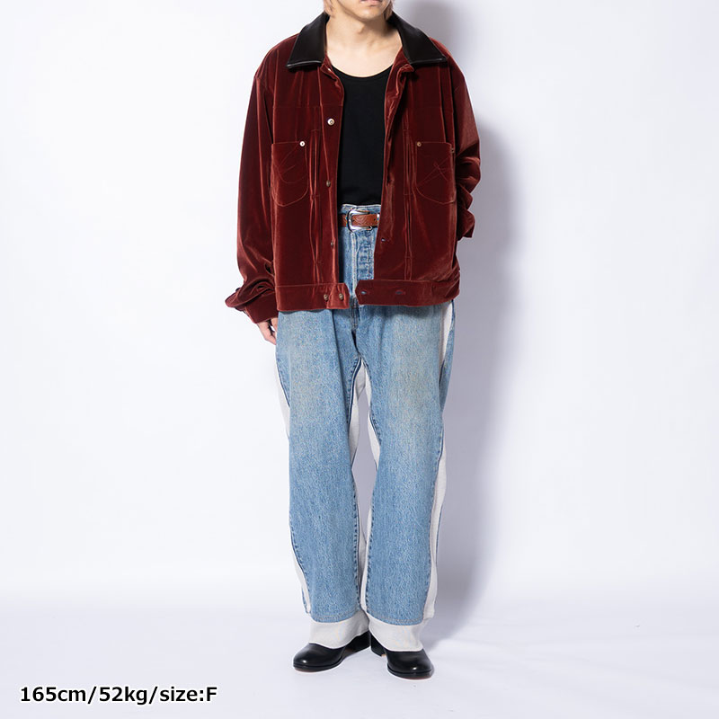 KNIT DOCKING DENIM PANTS -A-