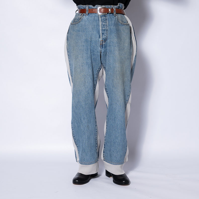 KNIT DOCKING DENIM PANTS -A-