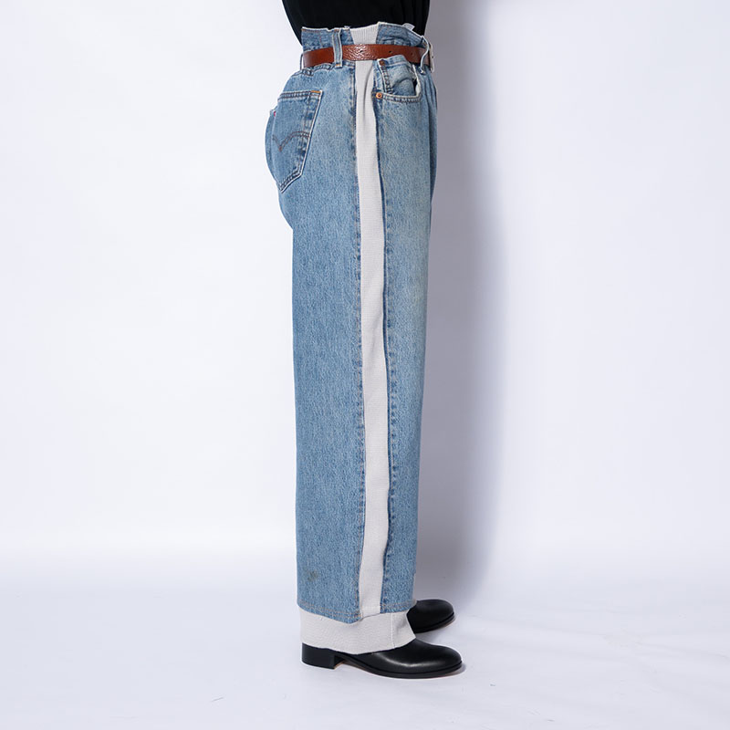 KNIT DOCKING DENIM PANTS -A-